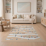 Snowy Village Hills with Pines Area Rug