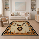 Southwestern Geometric Deer Head Area Rug