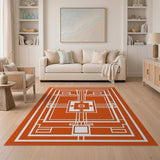 Bold Orange Geometric Modern Area Rug