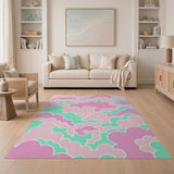 Whimsical Pink Mint Cloud Kids Area Rug