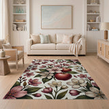 Pink Cherry Blossom Red Apple Floral Area Rug