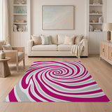 Pink Swirl Geometric Modern Area Rug