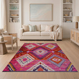 Vibrant Pink Diamond Southwestern Rug