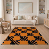 Geometric Modern Bold Orange Black Geometric Area Rug