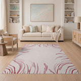 Red Swirling Leaf Abstract Area Rug