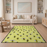 Whimsical Cartoon Bees Yellow Striped Area Rug