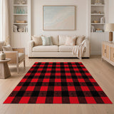 Red Black Buffalo Plaid Farmhouse Rug