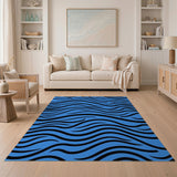 Electric Blue Zebra Stripe Area Rug