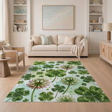 Whimsical Green Clover Shamrock Area Rug