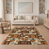 Brown Vintage Suitcase Washable Area Rug