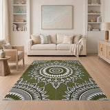 Green Intricate Green Mandala Area Rug