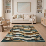 Layered Distressed Banner Coastal Wave Rug
