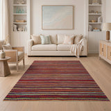 Vibrant Multi-Stripe Boho Chic Area Rug