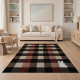 Rustic Brown Plaid Bunny Check Rug