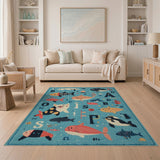 Whimsical Underwater ABC Sea Creatures Kids Rug