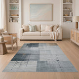 Distressed Grey Geometric Area Rug