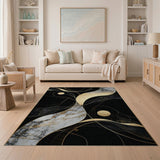 Black Marble Gold Abstract Area Rug