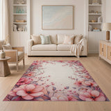 Blush Pink Peony Cherry Blossom Area Rug