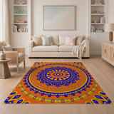 Vibrant Orange Mandala Persian Area Rug