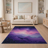 Purple Galaxy Mountains Area Rug