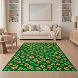 Golden Shamrock Clover Green Area Rug