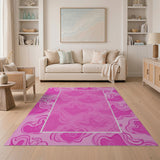 Playful Pink Wavy Abstract Area Rug