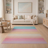ODIKA Colorful Striped Washable Area Rug - Low Pile & Non-Slip
