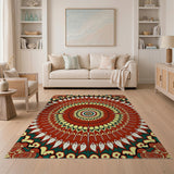 Red Vibrant Red Mandala Area Rug