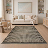 Grey Geometric Modern Modern Grey Grid Woven Area Rug