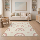 Pink Rainbow Hearts Kids Area Rug