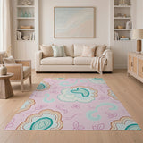 Whimsical Pink Teal Petal Butterfly Area Rug