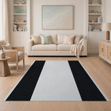 Bold Black White Striped Geometric Modern Area Rug