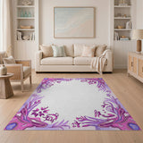 Vintage Pink Floral Ornate Area Rug
