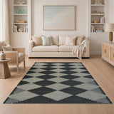 Black and White Black Diamond Geometric Area Rug