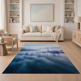 Misty Coastal Peaks Blue Area Rug