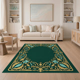 Green Ornate Emerald Green Persian Border Rug