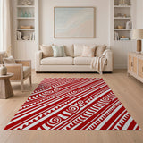 Bold Red Heritage Tribal Stripe Rug