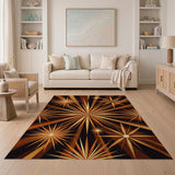 Dynamic Orange Starburst Geometric Area Rug