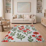 Vibrant Red Floral Area Rug