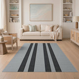 Bold Black Vertical Stripe Woven Area Rug