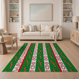 Multi-color and Patterns Festive Candy Cane Swirl Green Area Rug
