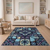 Distressed Geometric Multi-Color Area Rug