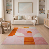 Vibrant Pink Orange Abstract Geometric Area Rug