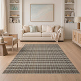 Rustic Brown Tan Plaid Woven Brown and Tan Area Rug