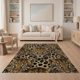 Fierce Leopard Faces Print Area Rug