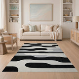 Modern Black White Abstract Area Rug