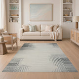 Grey Abstract Grey Geometric Line Area Rug