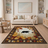 Majestic Black Bear Autumn Forest Rug