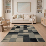 Grey Distressed Patchwork Area Rug