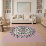 Geometric Modern Pink Mandala Geometric Area Rug